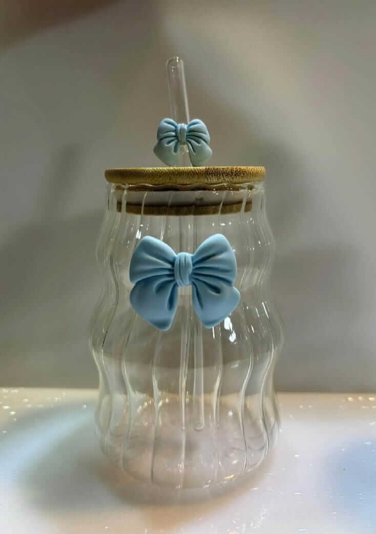 Bow Glass Cup with Straw & Lid – Pinterest Aesthetic