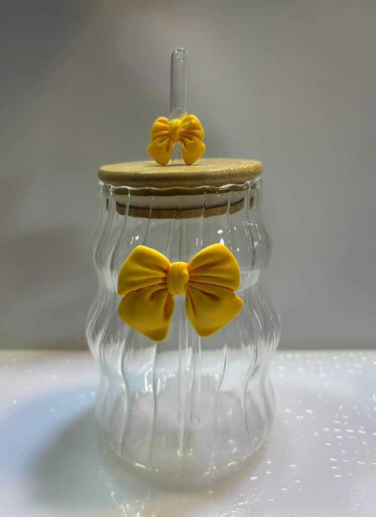 Bow Glass Cup with Straw & Lid – Pinterest Aesthetic